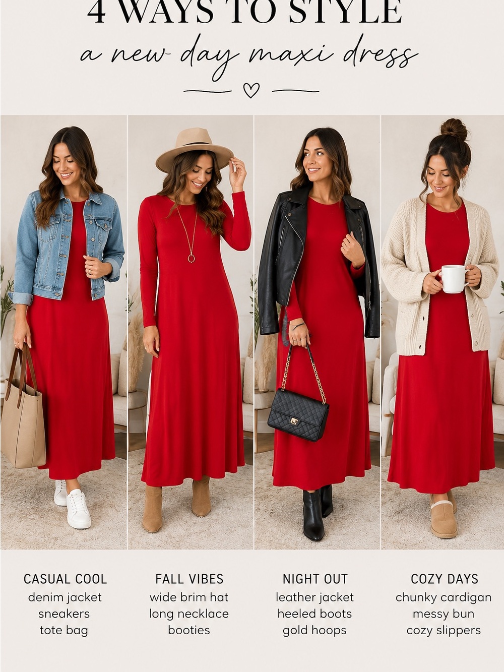 a new day Red Long-Sleeve Maxi Dress